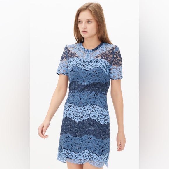 SANDRO Blue Lace Dress Size 1 - Picture 1 of 4